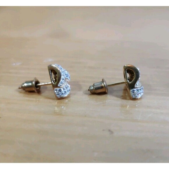 Designer Jordan Mom Gold Tone 925 Sterling Silver Love Knot Sparkly Earrings - Picture 2 of 8